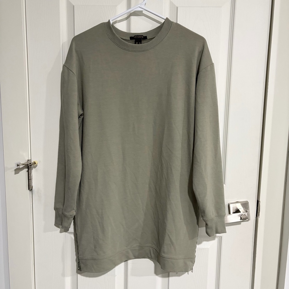 Revamp Long Sweatshirt Dress – Olive Green – Size XS
